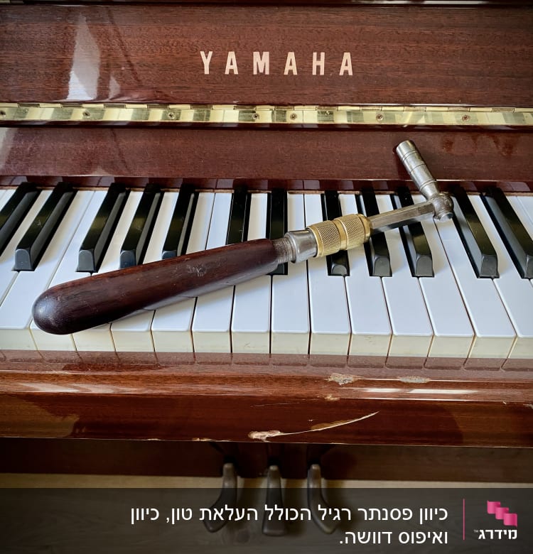 פסנתר עם מפתח כיוון על הקלידים